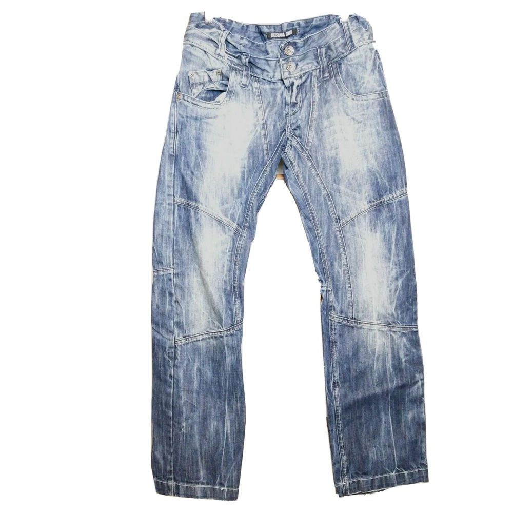 Okishana Samoki Mens Jeans Embroidered Straight Leg Jeans Sz 34 34 Rock Designer